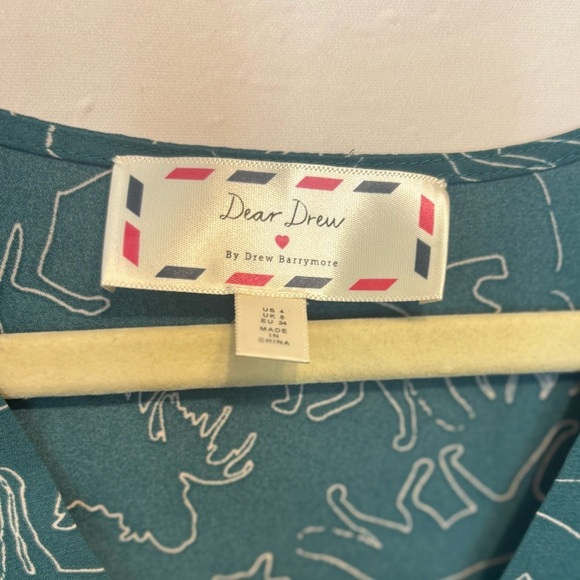 Dear Drew by Drew Barrymore Impressionist Pleater V-Neck Midi Dress – Size 4 - Picture 7 of 7